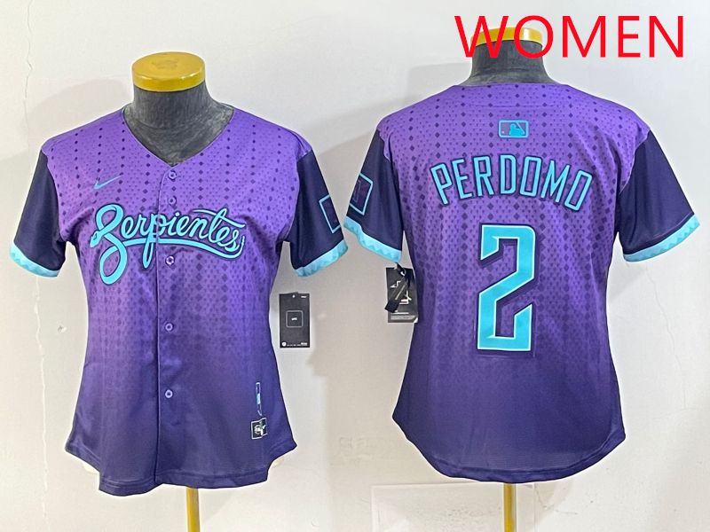 Women 2025 Arizona Diamondback #2 Perdomo Purple Joint Name Nike MLB Jersey style 1->women mlb jersey->Women Jersey
